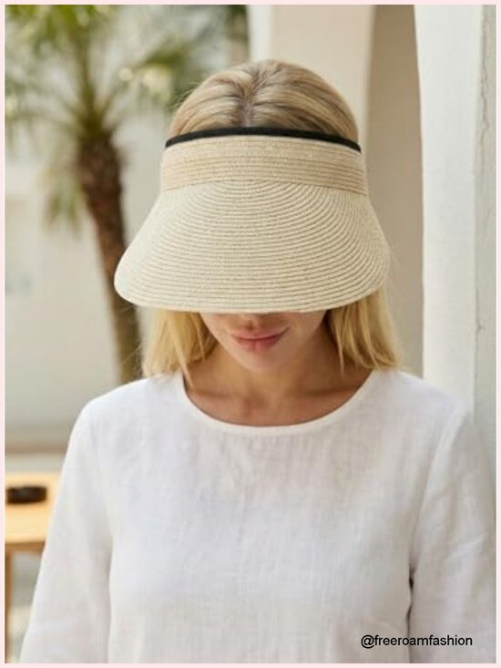 Women\'s Sun Visor Hat UPF 50+ Foldable Packable Travel Beach Ponytail Friendly